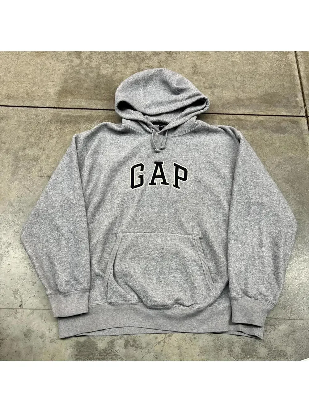 vintage gap grey fleece spell out heavyweight hoodie size xl